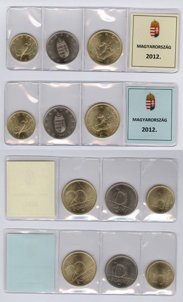 2012-es fóliás töredéksor 5, 10 és 20 forintos érmével