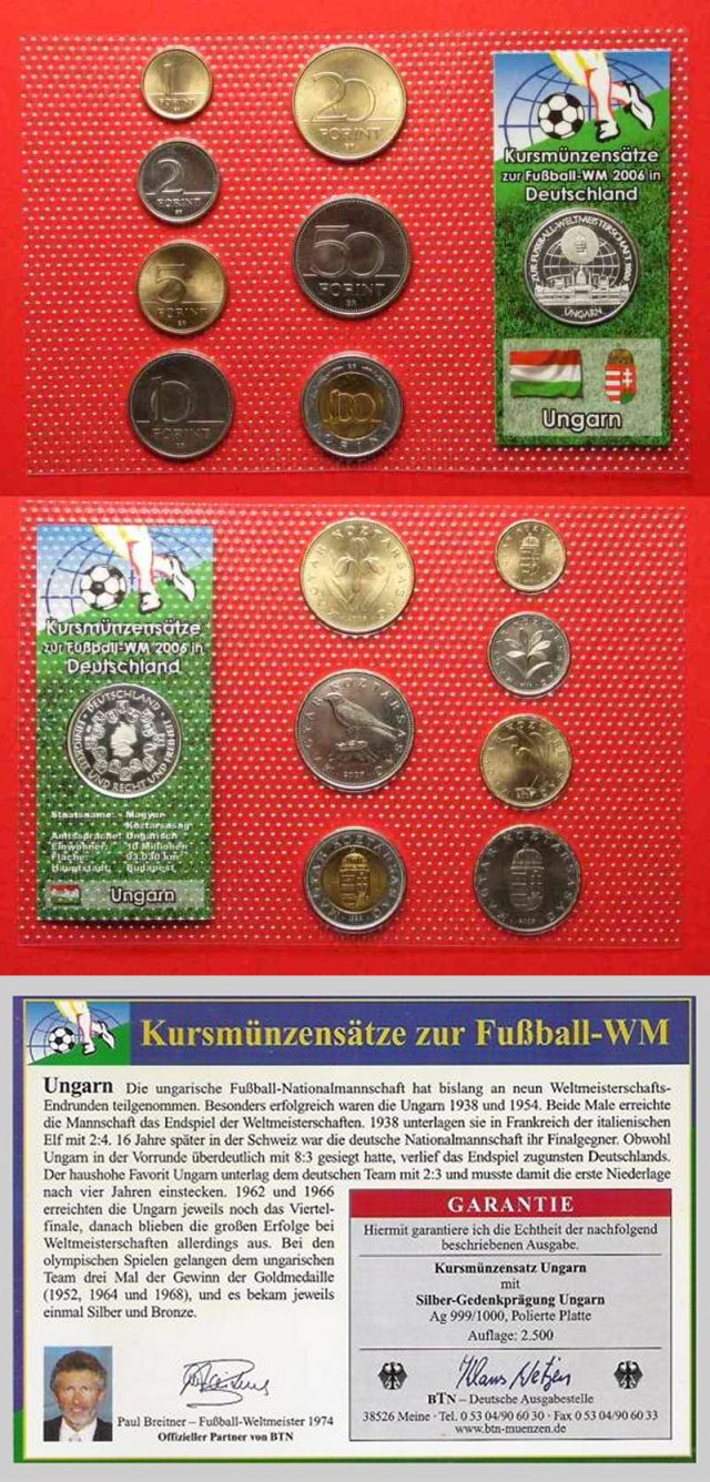 Kursmünzensatze zur Fussball-WM 2006 in Deutchland