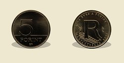 2021-es 5 forint 75 éves a forint R betű - (2021 5 forint)