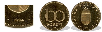 1994-es 100 forint proof tkrveret