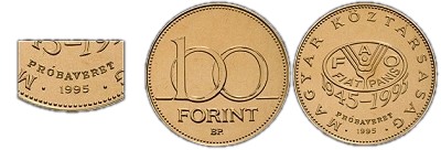 1995-ös 100 forint FAO Próbaveret BU