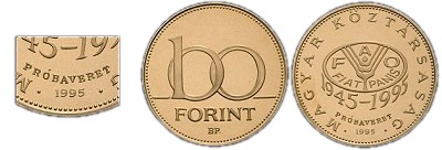 1995-ös 100 forint FAO Próbaveret PP
