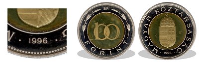 1996-os 100 forint bimetal proof tkrveret