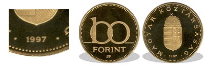 1997-es 100 forint proof tkrveret