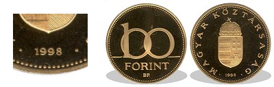 1998-as 100 forint proof tkrveret