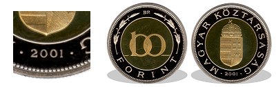 2001-es 100 forint proof tkrveret