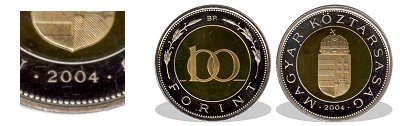 2004-es 100 forint proof tkrveret