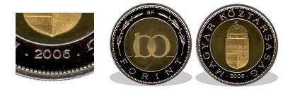 2006-os 100 forint proof tkrveret