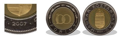 2007-es 100 forint proof tkrveret