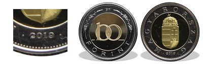 2019-es 100 forint proof tkrveret