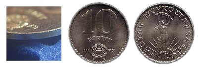 1972-es 10 forint pereme minta nélkül sima