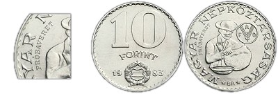 1983-as 10 forintos FAO próbaveret