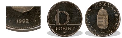 1992-es 10 forint proof tkrveret