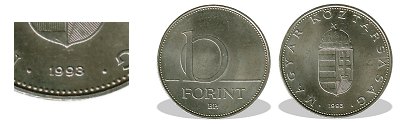1993-as 10 forint BU fnyestett