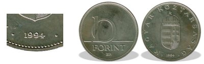 1994-es 10 forint BU fnyestett