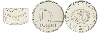 1995-ös 10 forint FAO Próbaveret BU