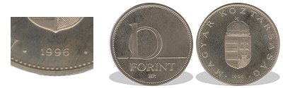 1996-os 10 forint proof tkrveret