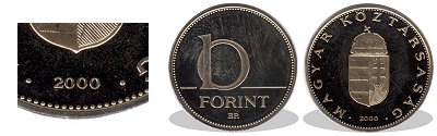 2000-es 10 forint proof tkrveret
