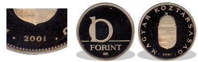 2001-es 10 forint proof tkrveret