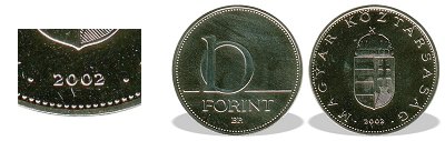 2002-es 10 forint BU fnyestett