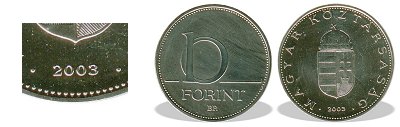 2003-as 10 forint BU fnyestett