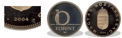 2004-es 10 forint proof tkrveret