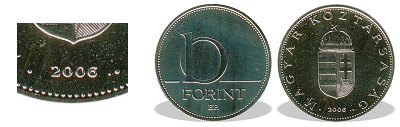 2006-os 10 forint BU fnyestett