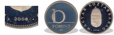 2008-as 10 forint proof tkrveret