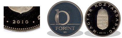 2010-es 10 forint proof tkrveret
