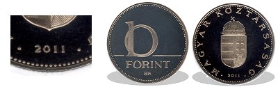 2011-es 10 forint proof tkrveret