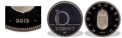 2012-es 10 forint proof tkrveret