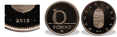 2015-s 10 forint proof tkrveret