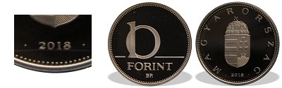 2018-as 10 forint proof tkrveret