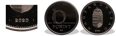2020-as 10 forint proof tkrveret