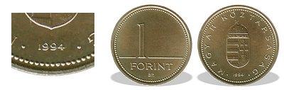1994-es 1 forint BU fnyestett