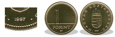 1997-es 1 forint BU fnyestett