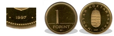 1997-es 1 forint proof tkrveret