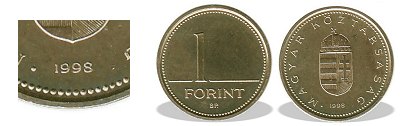 1998-as 1 forint BU fnyestett