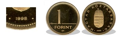 1998-as 1 forint proof tkrveret