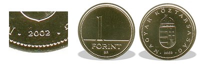 2002-es 1 forint BU fnyestett