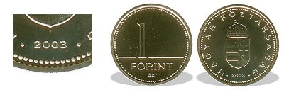 2003-as 1 forint BU fnyestett