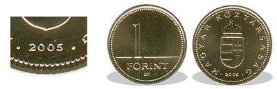 2005-s 1 forint BU fnyestett