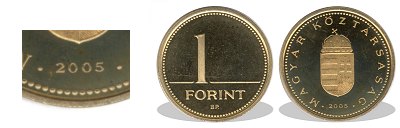 2005-s 1 forint proof tkrveret
