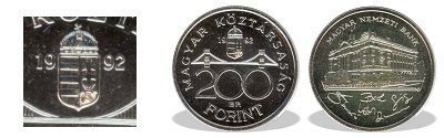 1992-es 200 forint BU fnyestett