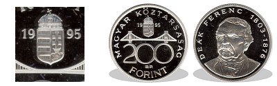1995-s 200 forint proof tkrveret