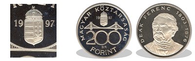 1997-es 200 forint proof tkrveret