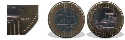 2011-es 200 forint BU fnyestett