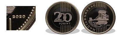 2020-as 200 forint proof tkrveret