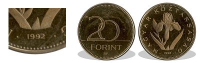 1992-es 20 forint proof tükörveret
