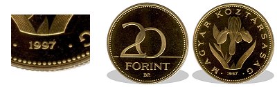 1997-es 20 forint proof tükörveret